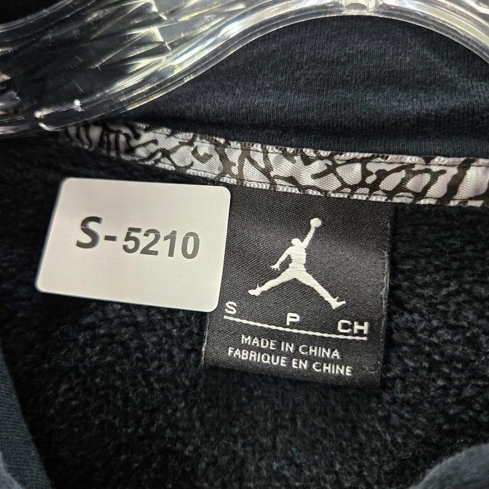 VINTAGE‎ Air Jordan Men Sweatshirt S Black Hoodie Logo Jumpman Embroidered Y2K